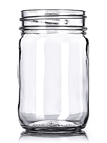 Clear glass jar with wide mouth and threaded neck for jam and jelly packaging