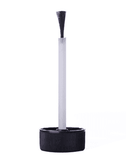 Nail polish brush with black cap and clear stem for nail care packaging